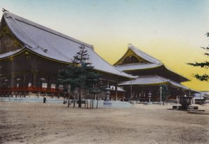Japan, ca. 1912: Higashi Honganji-tempel, Kyoto; Het is de grootste en duurste tempel in Japan