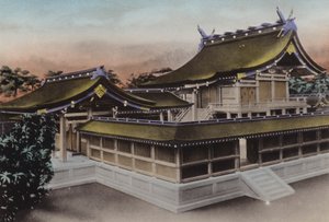 Japan, ca. 1912: Hoofdgebouw van Meiji Jingu, heiligdom, Tokio