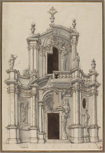 Elevatie voor een Kerkgevel, met Alternatieven door Piedmontese 18th Century