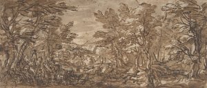 Bosscène, een Pauze aan de Linkerkant, een Jacht in het Midden, 1612-66