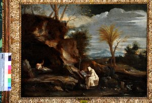 Landschap met twee Kartuizer monniken door Pier Francesco Mola