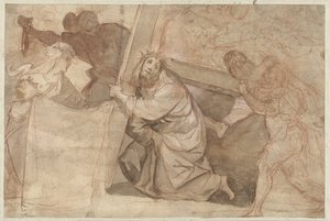 Christus valt onder het kruis