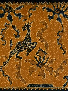 Batik met traditioneel ontwerp, Java, Indonesië (detail)