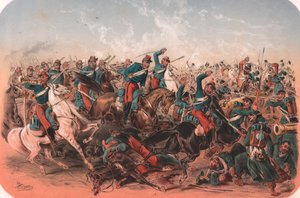 Slagveld, Krimoorlog, kleurenlithografie, 29x20 cm, uit Episodes de la guerre d