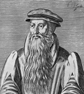 Portret van John Knox (circa 1513-1572), Schotse predikant, theoloog, schrijver, leider van de Reformatie en oprichter van de Presbyteriaanse Kerk van Schotland, houtsnede door Blaise Nicolas Le Sueur