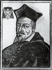 Portret van Pierre de Berulle (1575-1629), Franse katholieke theoloog en kardinaal, prent