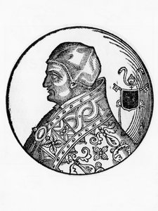 Portret van Sabinianus (overleden 606), 65e paus van de Katholieke Kerk vanaf 604 (gravure)