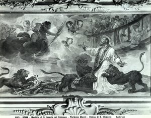 Het martelaarschap van St. Ignatius van Antiochië in het Colosseum (fresco)