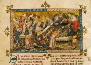 De begrafenis van de slachtoffers van de pest in Doornik, ca. 1353 door Pierart dou Tielt