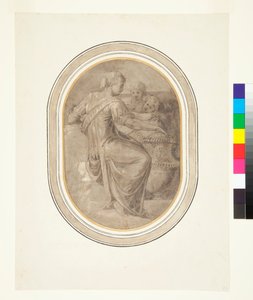 Een Sibyl met een Vaas en Twee Putti door Piero (attr. to) Ligorio