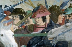 Detail uit De Legende van het Ware Kruis toont Slag van Heraclius I van Byzantium tegen Chosroes II