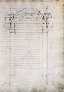 Perspectief van gang met kruisgewelf, pagina uit De Prospectiva pingendi, door Piero della Francesca