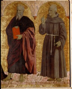 Polyptiek van Barmhartigheid: de Maagd van Barmhartigheid, omringd door heiligen (detail) door Piero della Francesca
