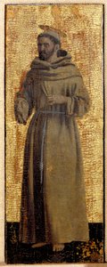 Polyptiek van Barmhartigheid: de Maagd van Barmhartigheid, omringd door heiligen. Detail (Sint Franciscus van Assisi) door Piero della Francesca