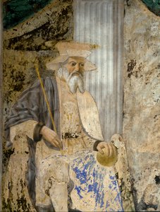 Portret van Sigismondo Pandolfo Malatesta (1417-1468) in gebed voor San Sigismondo (Sigismondo). Detail van de heilige. Fresco door Pietro di Benedetto dei Franceschi genaamd Piero della Francesca (1422-1492) door Piero della Francesca