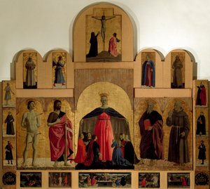 (detail) van het altaarstuk de Misericordia door Piero della Francesca