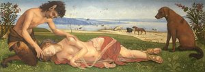 Een Sater rouwend over een Nimf, ca. 1495 door Piero di Cosimo