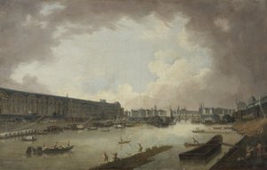 La Grande Galerie, de Pont-Neuf en het Île de la Cité, gezien vanaf de Pont Royal, circa 1775 door Pierre Antoine Demachy