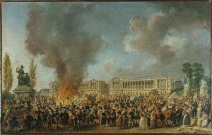 Het feest van de Eenheid en de Vereniging, op het Place de la Révolution, circa 1793 door Pierre Antoine Demachy