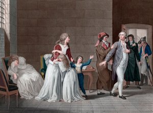 Scheiding van Koning Lodewijk XVI van Frankrijk (1754-1793) van zijn familie. Parijs, Tempelgevangenis, op 20 januari