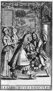 Les Precieuses ridicules de Moliere (De belachelijke jonge dames) (gravures door Pierre Brissart voor de editie van 1682) door Pierre (after) Brissart