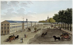 Zicht op de nieuwe galerij van het natuurhistorisch kabinet van de Jardin des Plantes - in Vues de Paris door Pierre (after) Courvoisier