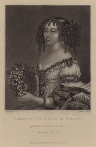 Henrietta, hertogin van Orleans, dochter van koning Karel I (mezzotint) door Pierre (after) Mignard