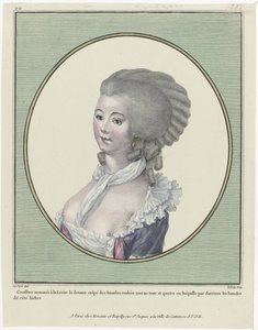 Gallerie des Modes et Costumes Français, 1781, oo 221 : Coeffure nommée à la Levit (...) door Pierre Adrien Le Beau