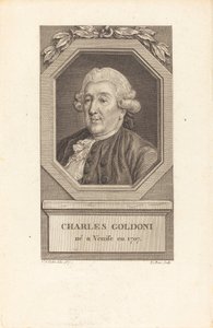 Charles Goldoni door Pierre Adrien Le Beau after Charles Nicolas Cochin II