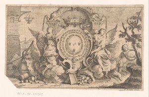 Allegorische voorstelling met het wapenschild van de Franse kroon