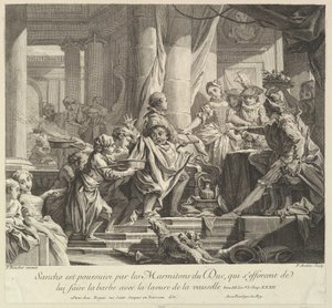 Sancho achtervolgd door de keukenjongens van de hertog, 18e eeuw
