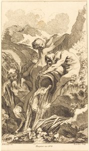 Satyr, nimf en riviergod door Pierre Alexandre Aveline after François Boucher