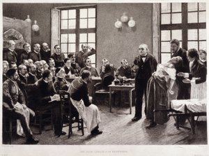 Een klinische lezing door Dr. Charcot in de Salpetriere in 1887 door Pierre Andre (after) Brouillet