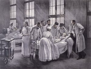 De Kroep Genezen door Dokter Roux, gegraveerd door E. Buval door Pierre Andre Brouillet