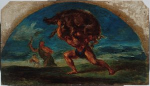 Schets voor de salon van de Vrede van het Hôtel de Ville de Paris: Hercules en het Erymantische Zwijn, naar Delacroix, tussen 1852 en 1854 door Pierre Andrieu