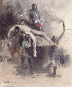 Mannen die een lijk wegdragen, 23 februari 1848