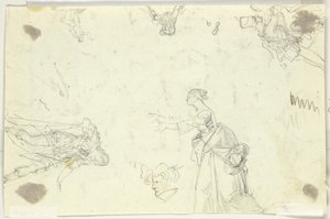 Blad met schetsen: Mannen en Vrouwen