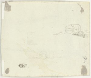 Schetsen van een vat en andere objecten door Pierre Antoine Mongin