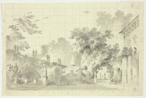 Uitzicht op het park van Versailles: Standbeelden en een fontein
