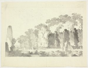 Uitzicht op het park van Versailles: Bomen en beelden door Pierre Antoine Mongin