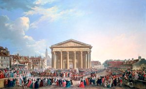 Ceremonie in de Nieuwe Kerk van St. Genevieve, 1765 door Pierre Antoine de Machy