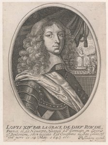 Portret van Lodewijk XIV (Louis XIV par la Grace de Dieu Roy de France et de Navarre) door Pierre Aubry