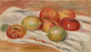 Appels en citroenen op een doek
