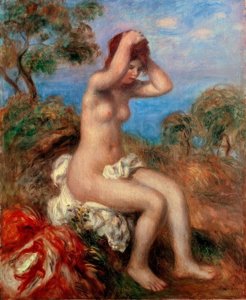 Badend meisje door Pierre Auguste Renoir