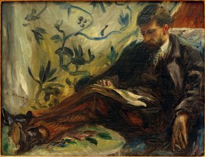Portret van Edmond Maître op de bank door Pierre Auguste Renoir