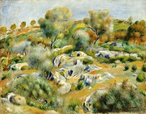 Bretagne Landschap met Bomen en Rotsen door Pierre Auguste Renoir