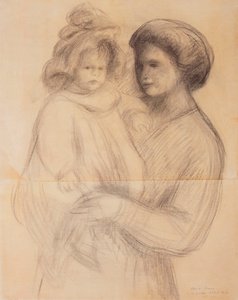 Claude Renoir in de armen van zijn verpleegster, Renee Jolivet; Claude Renoir dans les bras de sa Nurse, Renee Jolivet, 1903 door Pierre Auguste Renoir