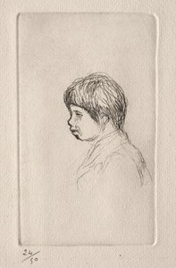 Claude Renoir, de zoon van de kunstenaar, in profiel door Pierre Auguste Renoir