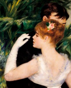 Dansen in de stad - De Franse schilder Suzanne Valadon (1865-1938) was een van de modellen (detail) door Pierre Auguste Renoir