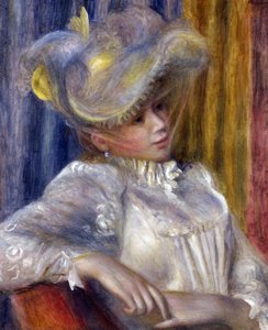 Vrouw met hoed door Pierre Auguste Renoir